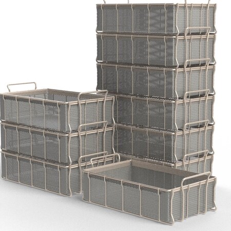 Anysizebasket Tote Basket, 21L x 13W x 6H, 1/4 x No 18 Flattened Expanded Metal, Carbon Steel, Zinc Plated TOTE-211306-E14-PS